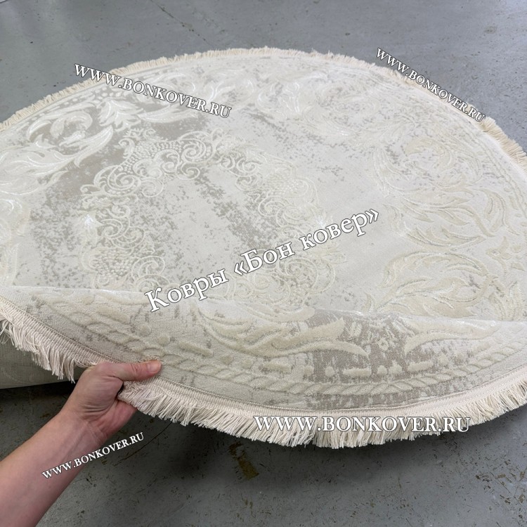 Белый Круглый Ковер Для Гостиной Медальон Дизайн 30533